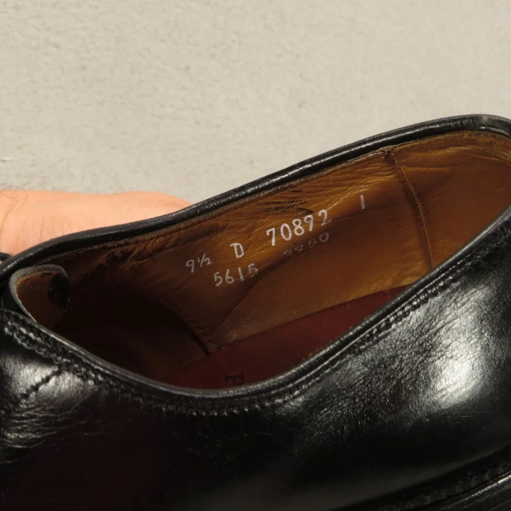 Allen Edmonds Mens 9.5 D Fifth Avenue Black Cap Toe Leather Oxford Shoes 5705